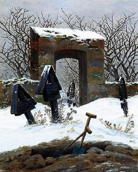 Caspar David Friedrich Friedhof im Schnee Sweden oil painting art